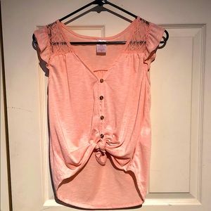 NWOT- Coral front tie hi-low top size small